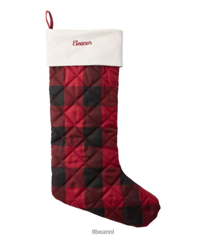 L.L.Bean unisex klassieke fluwelen kerstsok rood/zwarte buffelruit huisdecoratie VT0644375