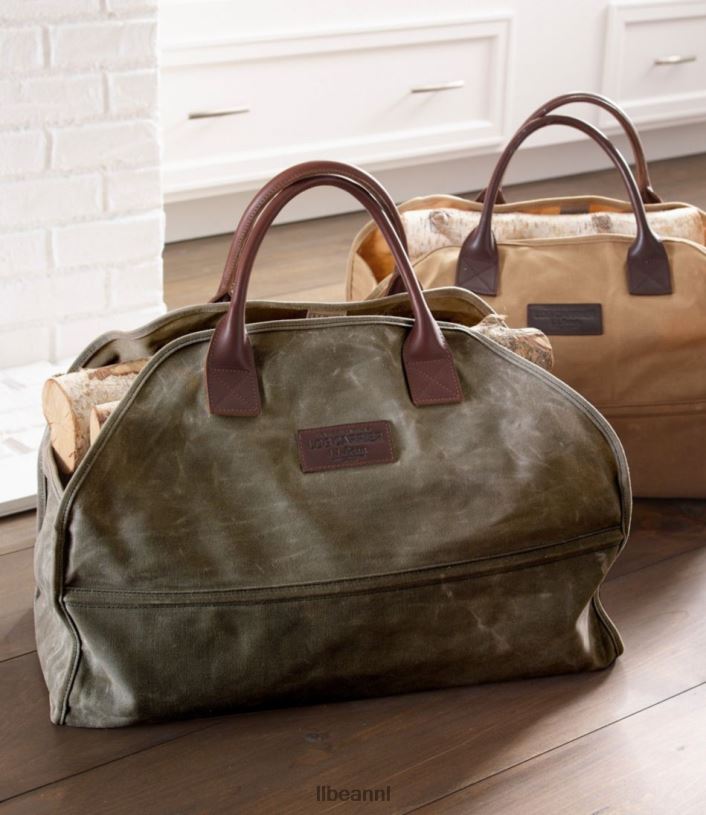 L.L.Bean unisex houtdrager van gewaxt canvas houtskool huisdecoratie VT0642629