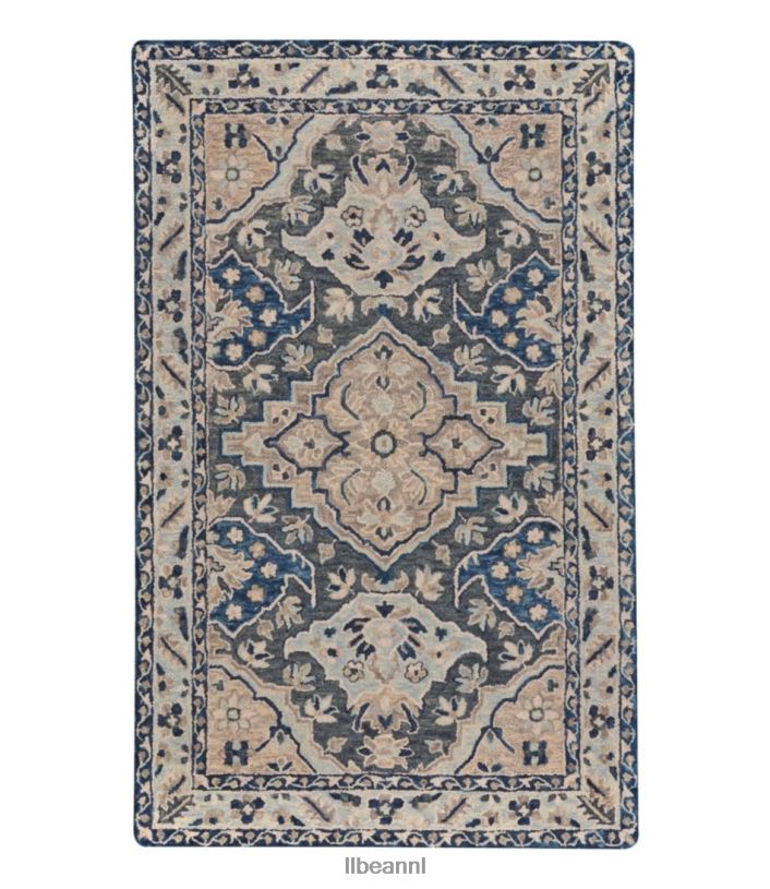L.L.Bean unisex Getuft vloerkleed van wol met diamanten bloemen inkt huis goederen VT0642869