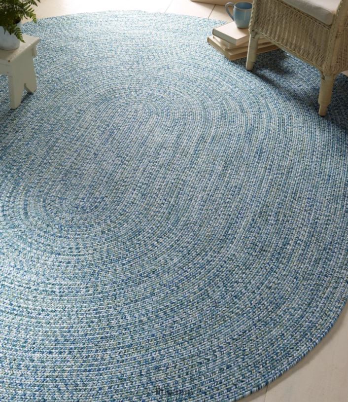 L.L.Bean unisex gevlochten vloerkleed voor alle weersomstandigheden, ovaal met concentrisch patroon oceaan huis goederen VT0642494