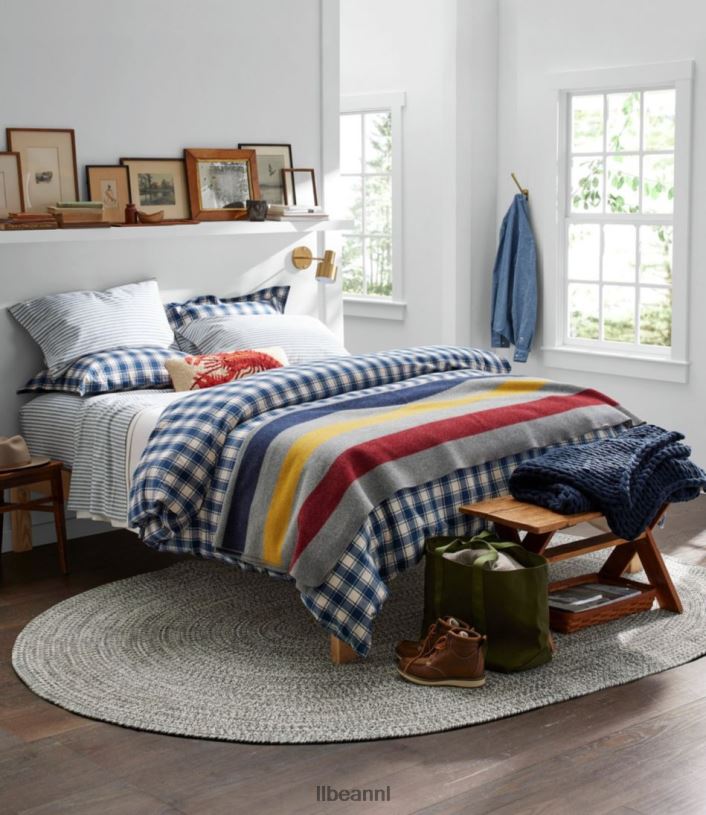 L.L.Bean unisex gevlochten vloerkleed voor alle weersomstandigheden, ovaal met concentrisch patroon oceaan huis goederen VT0642494