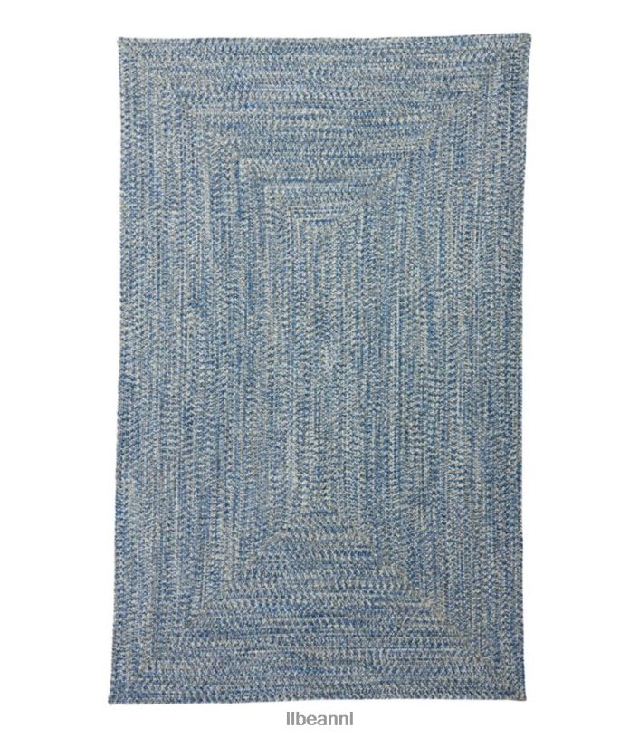 L.L.Bean unisex gevlochten vloerkleed voor alle weersomstandigheden, rechthoekig concentrisch patroon indigo multi huis goederen VT0645602