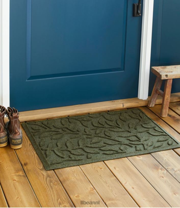 L.L.Bean unisex zwaargewicht gerecyclede waterhog deurmat bosblad middelgrijs huis goederen VT0646289