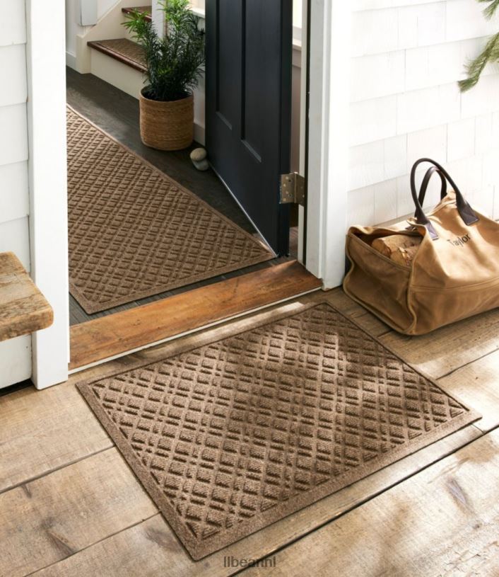 L.L.Bean unisex zwaargewicht gerecyclede waterhog mat runner plaid khaki huis goederen VT0644435