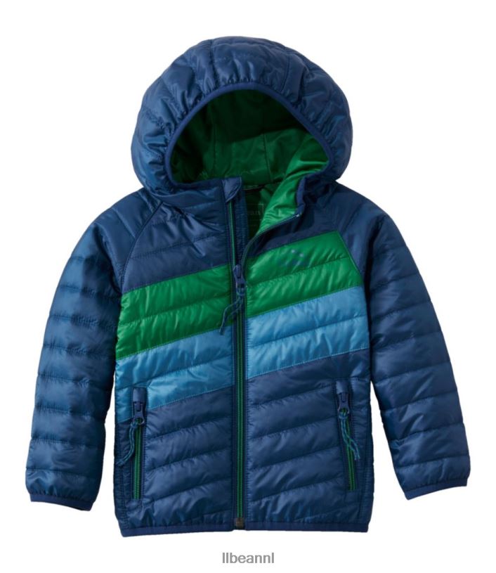 L.L.Bean kinderen Primaloft jack met capuchon collegiaal blauw/gazongroen bovenkleding VT0643694