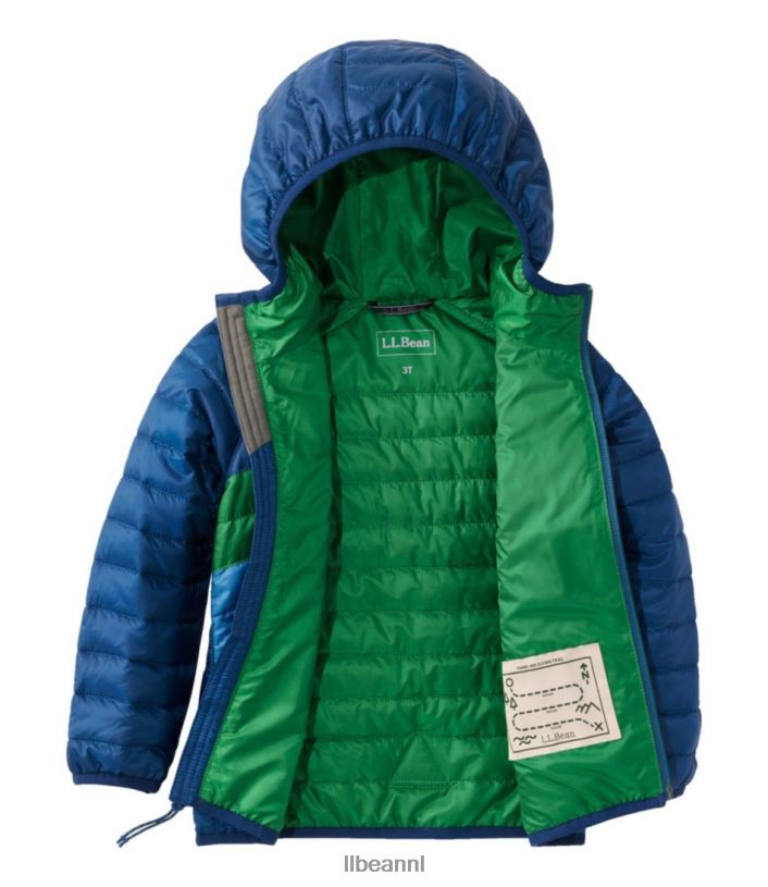 L.L.Bean kinderen Primaloft jack met capuchon collegiaal blauw/gazongroen bovenkleding VT0643694