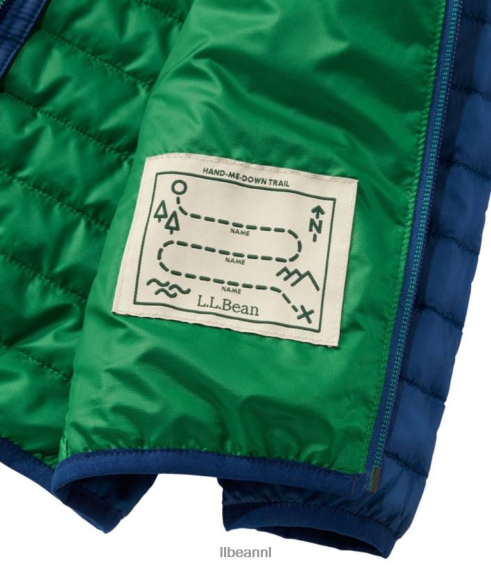 L.L.Bean kinderen Primaloft jack met capuchon collegiaal blauw/gazongroen bovenkleding VT0643694