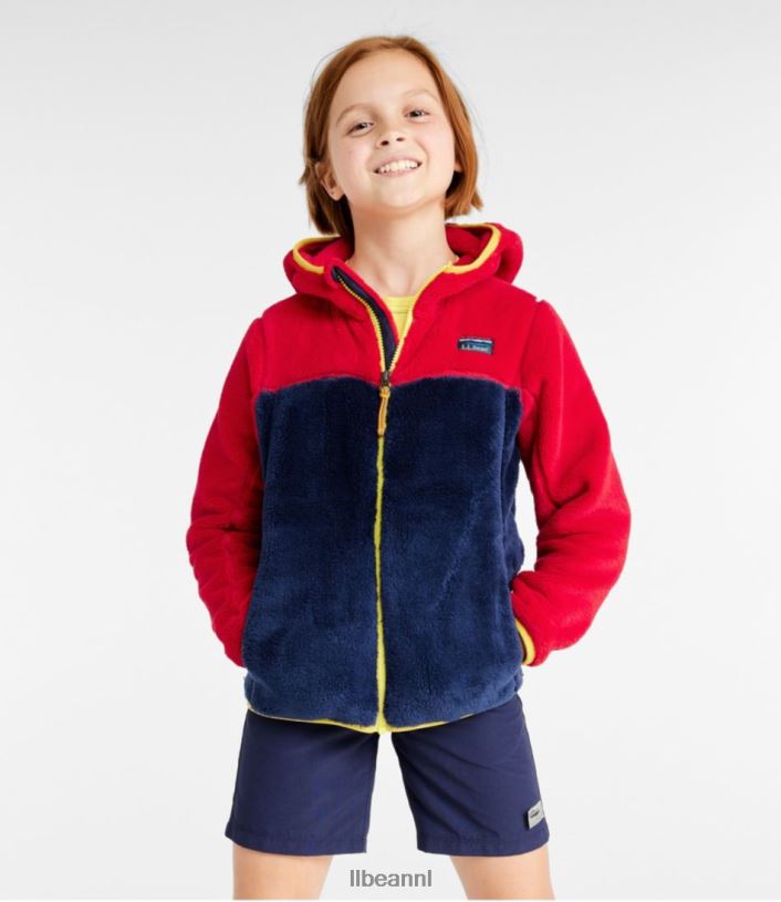 L.L.Bean kinderen hoogpolig fleece donkerrood/helder marineblauw bovenkleding VT0643670