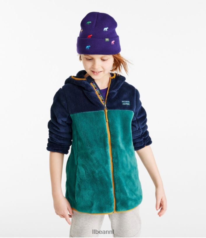L.L.Bean kinderen hoogpolig fleece donkerrood/helder marineblauw bovenkleding VT0643670