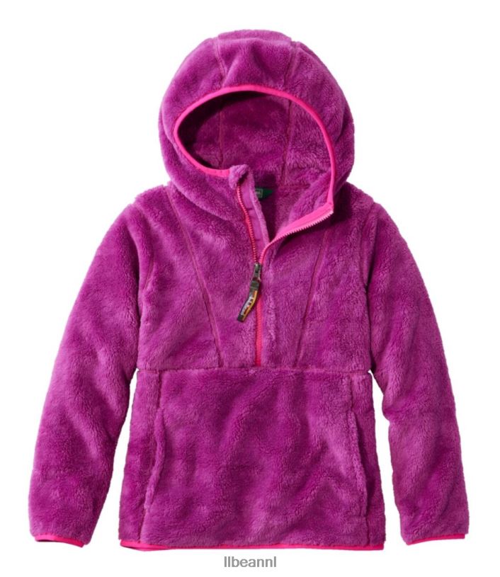 L.L.Bean kinderen hoogpolige fleece trui met capuchon wilde aster bovenkleding VT064652