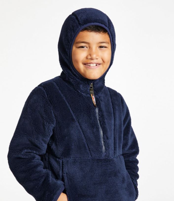 L.L.Bean kinderen hoogpolige fleece trui met capuchon wilde aster bovenkleding VT064652