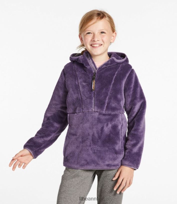 L.L.Bean kinderen hoogpolige fleece trui met capuchon wilde aster bovenkleding VT064652