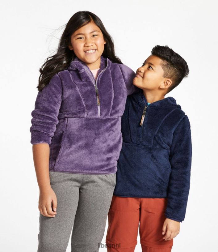 L.L.Bean kinderen hoogpolige fleece trui met capuchon wilde aster bovenkleding VT064652