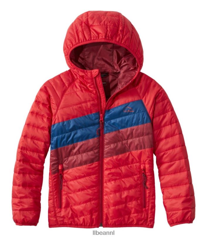 L.L.Bean kinderen primaloft packaway jack met capuchon donkerrood/bergrood bovenkleding VT0646058