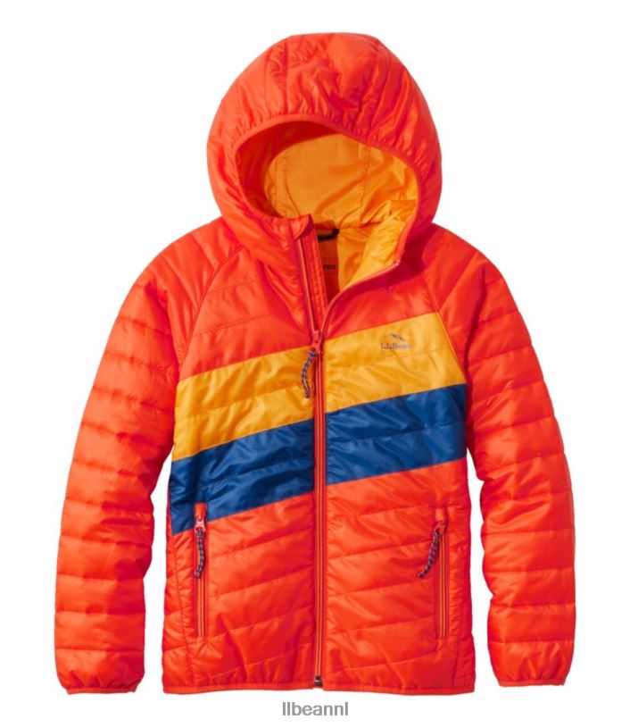 L.L.Bean kinderen primaloft packaway jack met capuchon oranje/gids goud bovenkleding VT064874