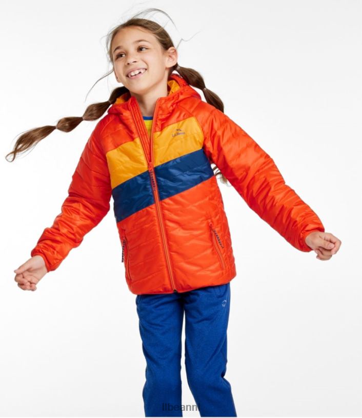 L.L.Bean kinderen primaloft packaway jack met capuchon oranje/gids goud bovenkleding VT064874