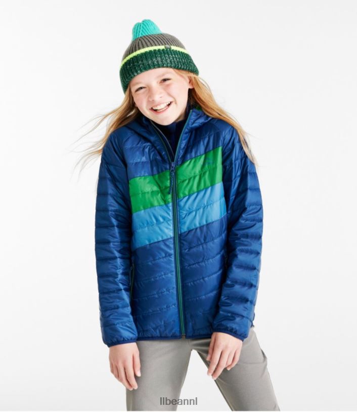 L.L.Bean kinderen primaloft packaway jack met capuchon oranje/gids goud bovenkleding VT064874