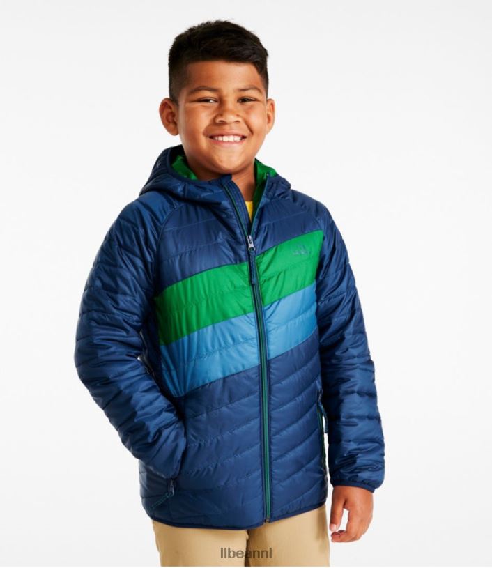 L.L.Bean kinderen primaloft packaway jack met capuchon oranje/gids goud bovenkleding VT064874