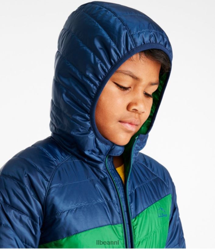 L.L.Bean kinderen primaloft packaway jack met capuchon oranje/gids goud bovenkleding VT064874
