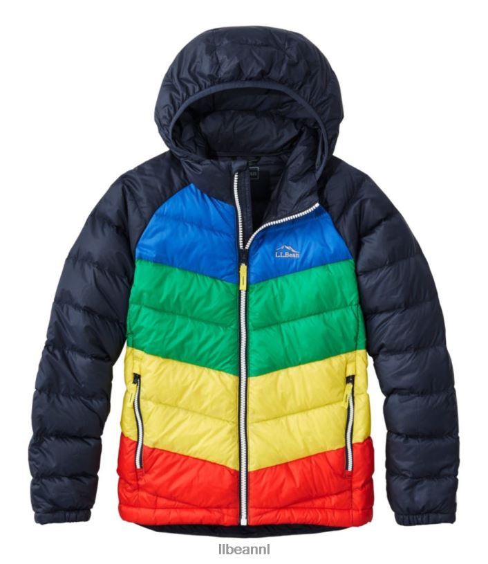 L.L.Bean kinderen ultralicht 650 donsjack carbon marineblauw kleurblok bovenkleding VT0645146