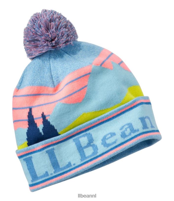 L.L.Bean kinderen pompon hoed licht turkoois reflecterend kleding VT0645971