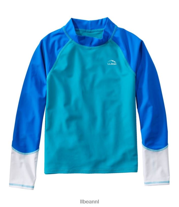L.L.Bean kinderen zon- en surfzwemshirt aquamarijn kleurblok kleding VT064421