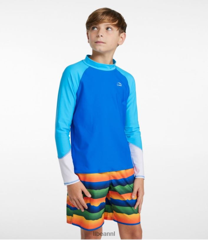 L.L.Bean kinderen zon- en surfzwemshirt aquamarijn kleurblok kleding VT064421