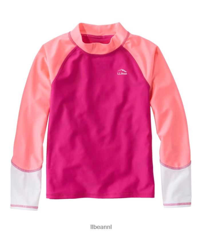 L.L.Bean kinderen zon- en surfzwemshirt kleurblok van wilde roos kleding VT0643301