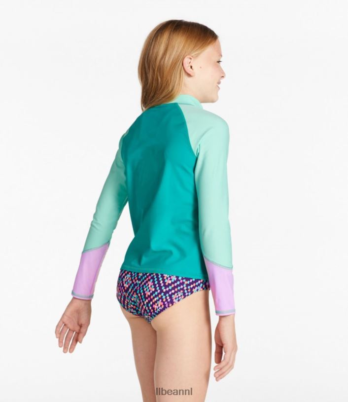 L.L.Bean kinderen zon- en surfzwemshirt kleurblok van wilde roos kleding VT0643301