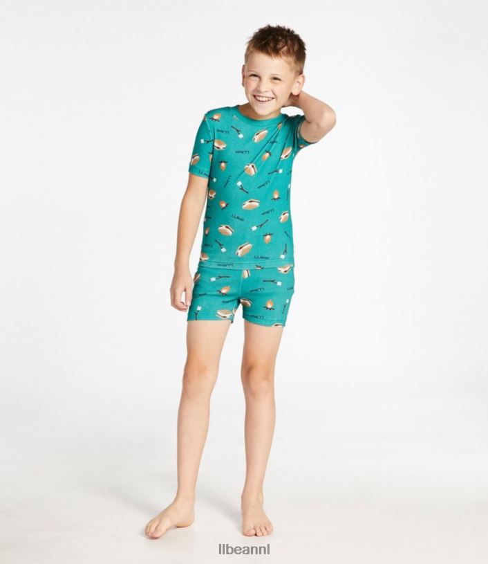 L.L.Bean kinderen Getailleerde pyjama van biologisch katoen zilverberk buiten kleding VT064418