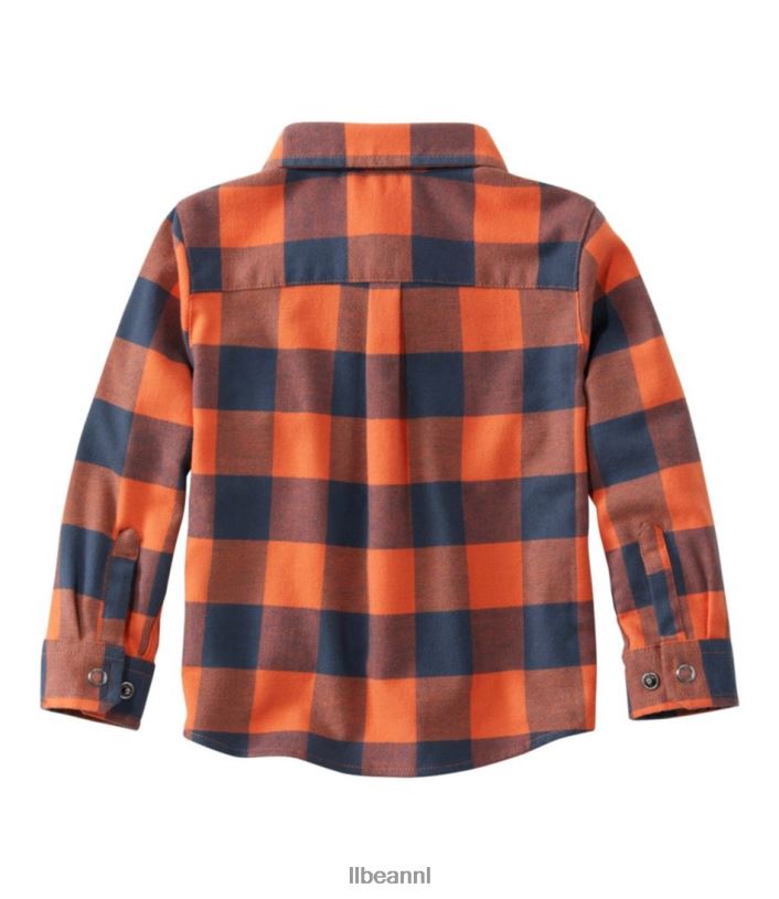 L.L.Bean kinderen Beanflex flanellen overhemd voor het hele seizoen klep oranje/carbon marineblauw kleding VT0643019