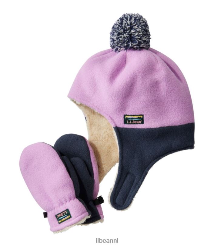 L.L.Bean kinderen Klassieke fleecemuts en wantenset voor baby's en bergen lila kleding VT0643559