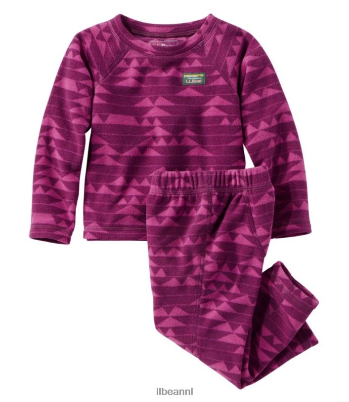 L.L.Bean kinderen Set van fleece T-shirt/broek met lange mouwen voor baby's en fitness pruim druif/berg print kleding VT0643022
