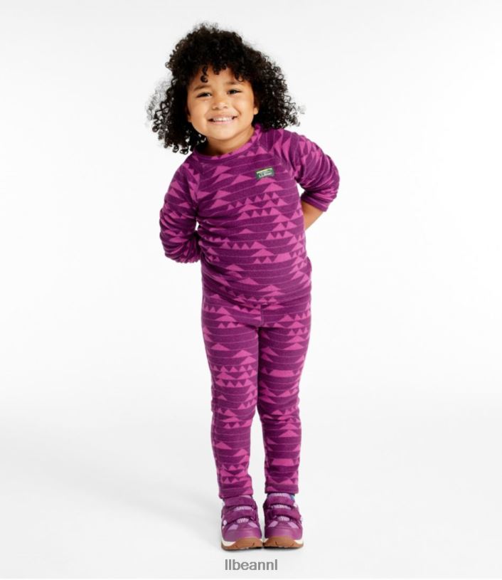 L.L.Bean kinderen Set van fleece T-shirt/broek met lange mouwen voor baby\'s en fitness pruim druif/berg print kleding VT0643022