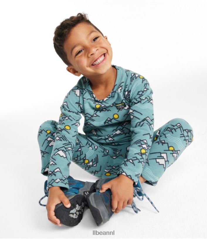 L.L.Bean kinderen Set van fleece T-shirt/broek met lange mouwen voor baby\'s en fitness pruim druif/berg print kleding VT0643022