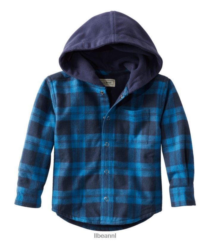 L.L.Bean kinderen fleece gevoerd flanellen overhemd marineblauw kleding VT0643025