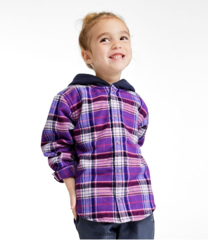 L.L.Bean kinderen fleece gevoerd flanellen overhemd marineblauw kleding VT0643025