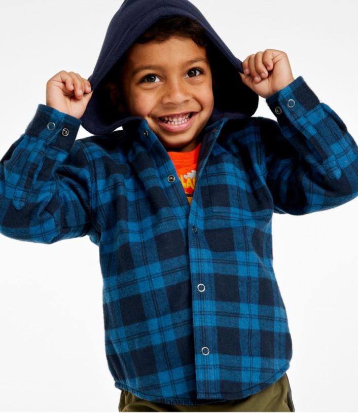 L.L.Bean kinderen fleece gevoerd flanellen overhemd marineblauw kleding VT0643025