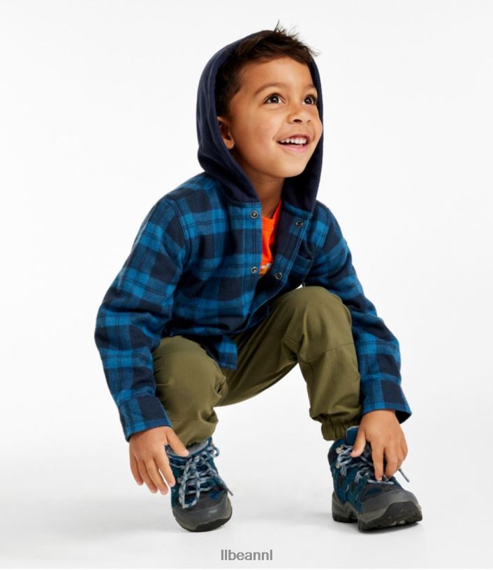 L.L.Bean kinderen fleece gevoerd flanellen overhemd marineblauw kleding VT0643025
