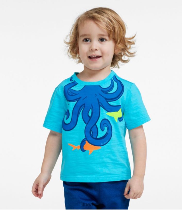 L.L.Bean kinderen grafisch T-shirt aquamarijn peddelbeer kleding VT0645920