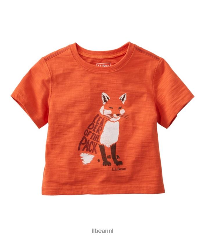 L.L.Bean kinderen grafisch T-shirt piek oranje vos kleding VT064475