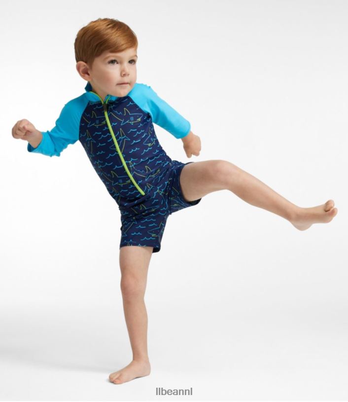 L.L.Bean kinderen zon-en-surf bodysuit malibu blauwe zeedieren kleding VT064502