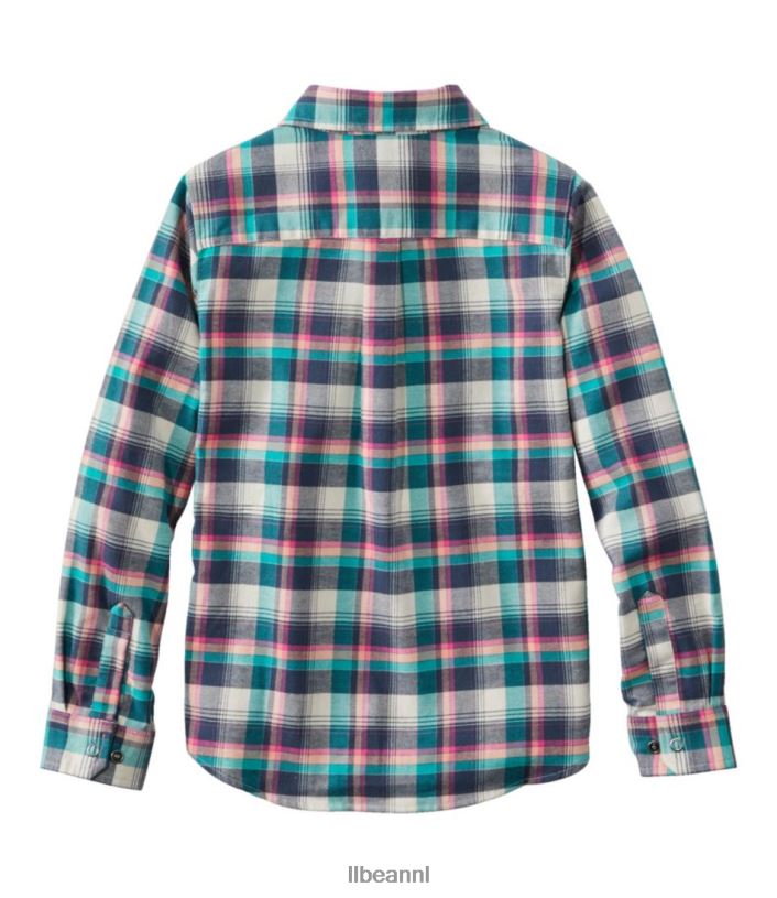 L.L.Bean kinderen Beanflex flanellen overhemd voor het hele seizoen klep oranje/carbon marineblauw kleding VT0644657