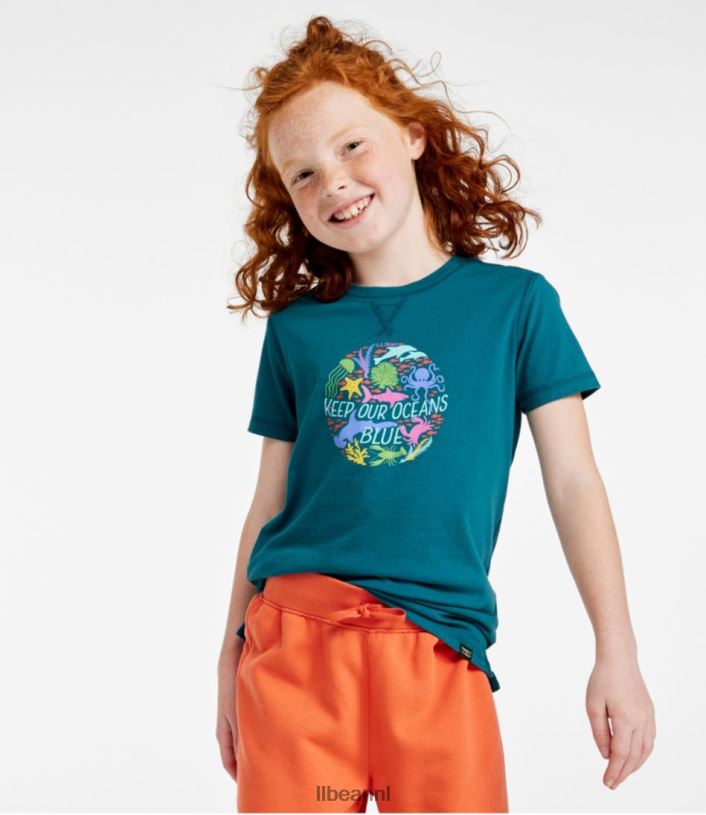 L.L.Bean kinderen biologisch T-shirt met korte mouwen gouden citroen buiten kleding VT0643319