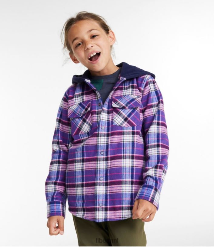 L.L.Bean kinderen fleece gevoerd flanellen overhemd warme blauwgroen kleding VT0643565
