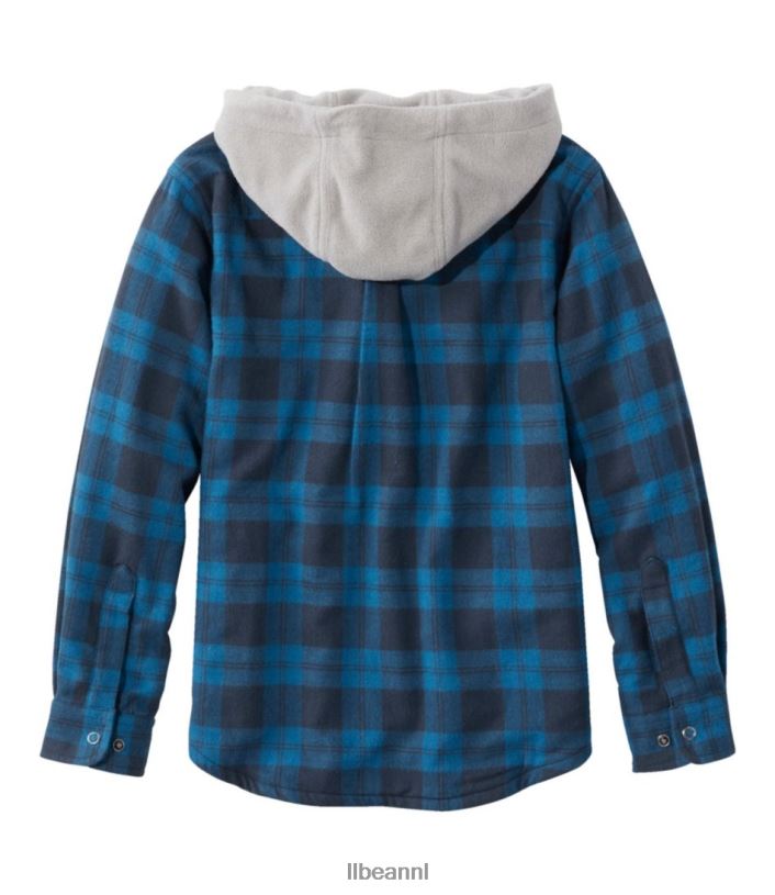 L.L.Bean kinderen fleece gevoerd flanellen overhemd warme blauwgroen kleding VT0643565