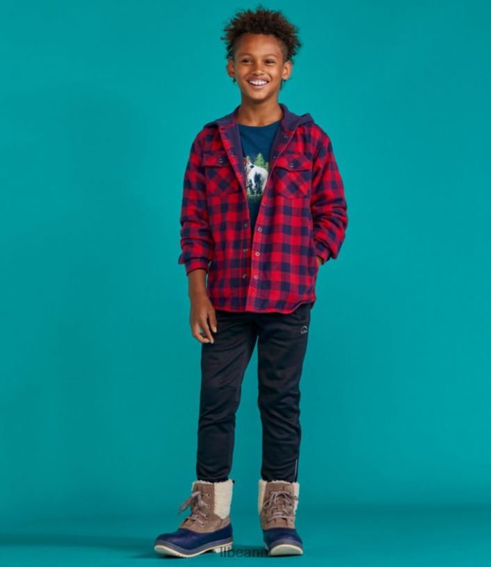 L.L.Bean kinderen fleece gevoerd flanellen overhemd warme blauwgroen kleding VT0643565