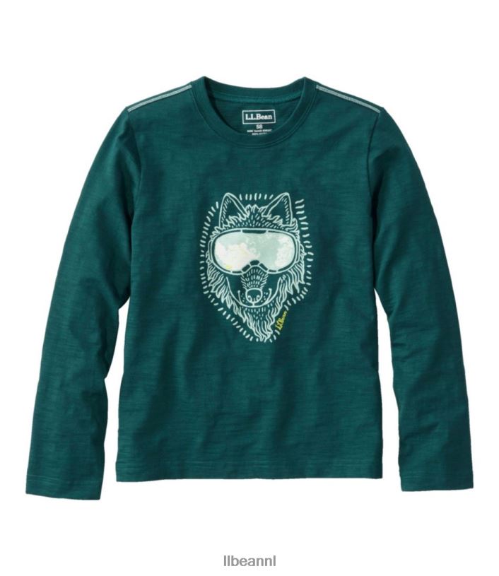 L.L.Bean kinderen grafisch T-shirt donkere dennenwolf kleding VT0645929