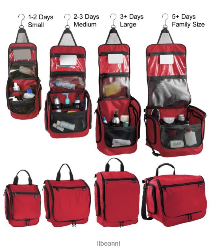 L.L.Bean unisex persoonlijke organizer toilettas rode buffelplaid accessoires VT0645407