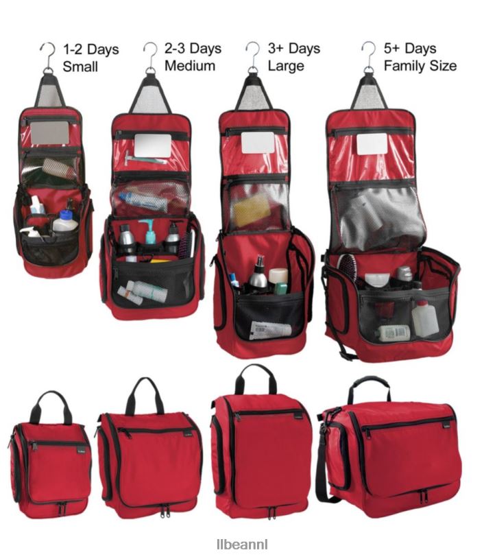 L.L.Bean unisex persoonlijke organizer toilettas rode buffelplaid accessoires VT0646745